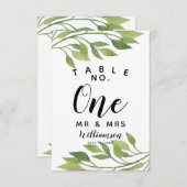 装飾 緑の葉 テーブルナンバー パーティー/ウェディング (正面/裏面)