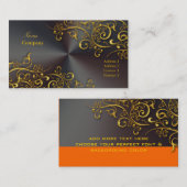 装飾/金箔付き金ゴールドスワール/フェイクブラッシング鋼 名刺 (正面/裏面)
