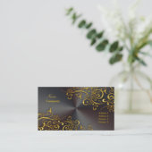 装飾/金箔付き金ゴールドスワール/フェイクブラッシング鋼 名刺 (スタンド正面)