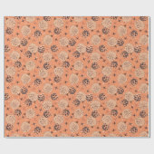 装飾、雪、星と明るいオレンジ ラッピングペーパー (フラット)