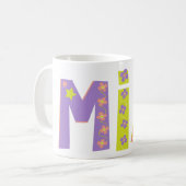 装飾Miaの花とスターマグ コーヒーマグカップ (正面左)