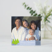 裏が赤いダマスクの木のクリスマスカードのニュースレター 招待状 (スタンド正面)