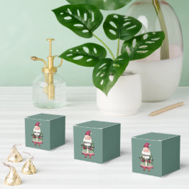 裏にサンタがいる赤い松のクリスマスツリー フェイバーボックス