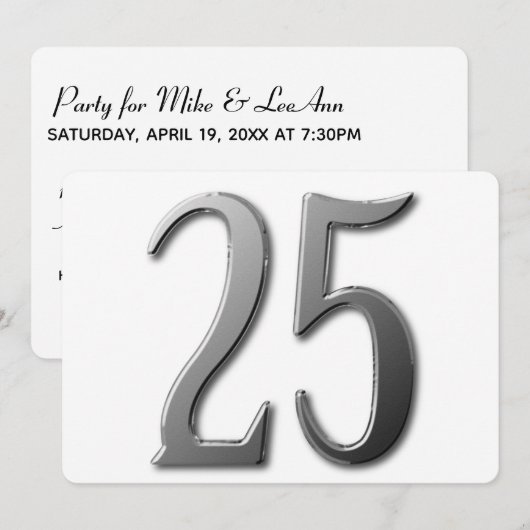 裏に情報が入った25歳 招待状 (正面/裏面)