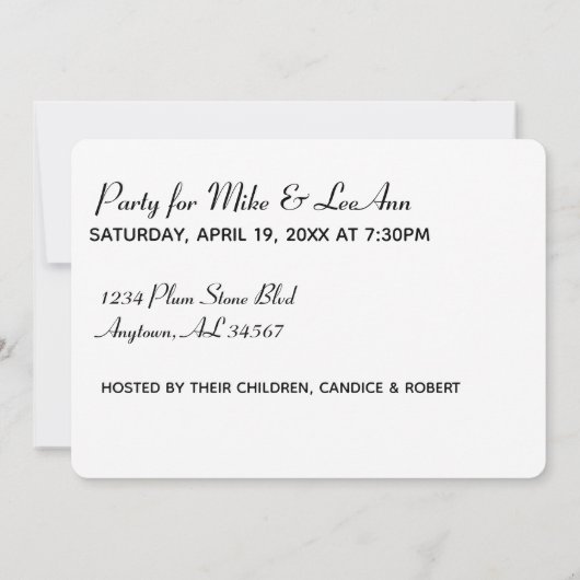 裏に情報が入った25歳 招待状 (裏面)