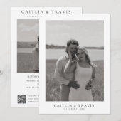 裏にQRコードのシンプルな結婚式招待状 招待状 (正面/裏面)