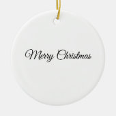 裏カスタム方の家族写真のクリスマス セラミックオーナメント (正面)