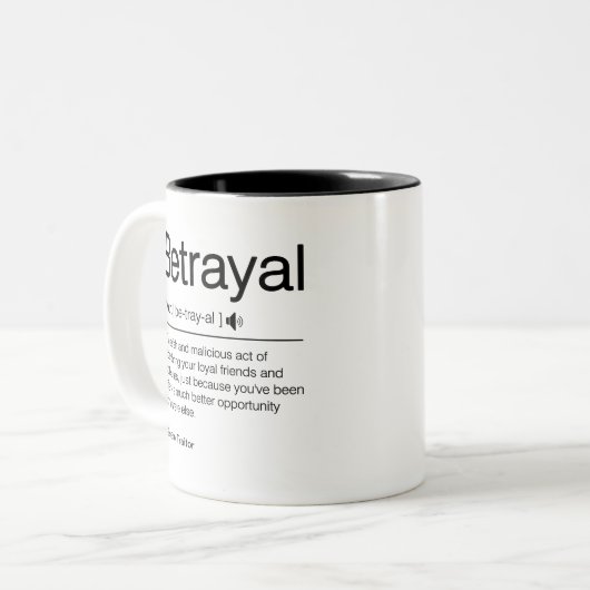 裏切おもしろいりスタッフボス離れのギフトの仕事友達 ツートーンマグカップ (正面左)