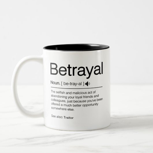 裏切おもしろいりスタッフボス離れのギフトの仕事友達 ツートーンマグカップ (左)