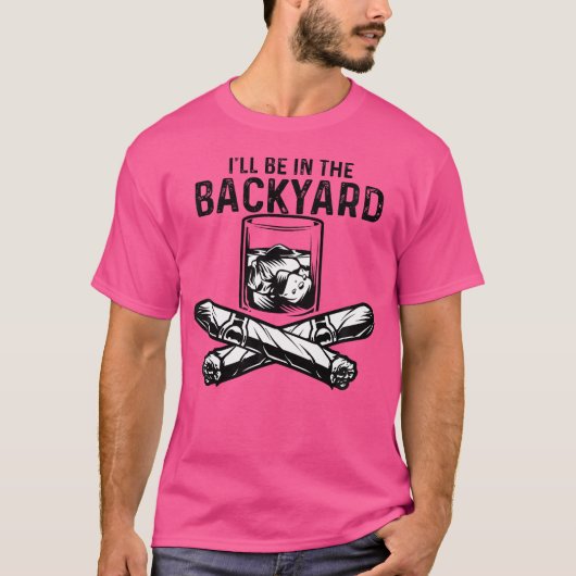 裏庭でシガー・ウイスキー Tシャツ (正面)