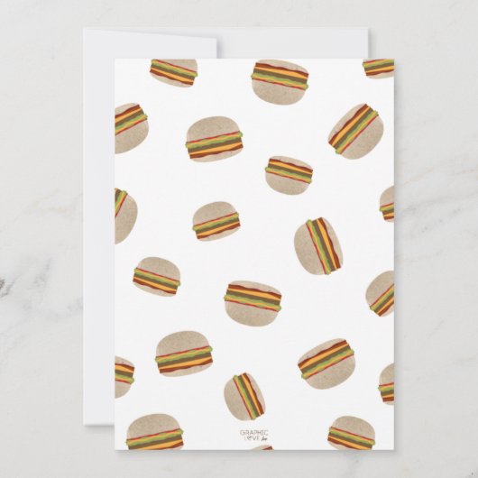 裏庭のサマーBBQハンバーガー デザイン 招待状 (裏面)