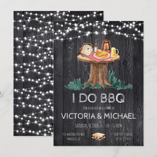 裏庭のバーベキュー魔法の夜 イルミネーション 招待状 (正面/裏面)