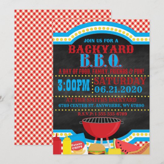 裏庭のバーベキュー 招待状 (正面/裏面)