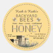 裏庭のミツバチが黄色い上でじんまりとしたミツバチ ラウンドシール (正面)
