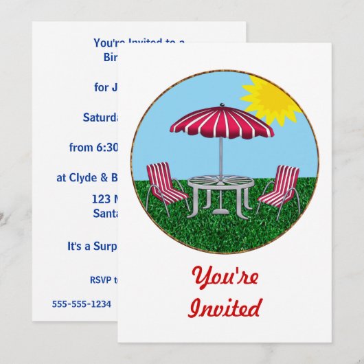 裏庭の夏のリラックス 招待状 (正面/裏面)