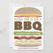 裏庭の夏のBBQ ハンバーガー デザイン 招待状 (正面)