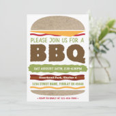 裏庭の夏のBBQ ハンバーガー デザイン 招待状 (スタンド正面)