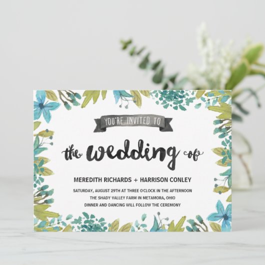 裏庭の庭の花の結婚式 招待状 (スタンド正面)