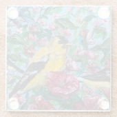 裏庭の手芸の中色彩の鮮やかの鳥 ガラスコースター (裏面)