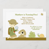 裏庭の探検家の誕生日のパーティの招待状 招待状 (正面/裏面)