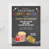 裏庭の映画の夜の誕生日パーティー 招待状 (正面)