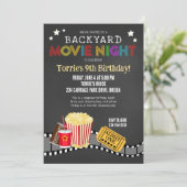 裏庭の映画の夜の誕生日パーティー 招待状 (スタンド正面)