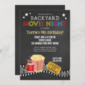 裏庭の映画の夜の誕生日パーティー 招待状 (正面/裏面)