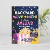 裏庭の映画の夜の誕生日招待状の下 招待状 (スタンド正面)