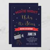 裏庭の映画の夜ザスターズ誕生日 招待状 (正面/裏面)