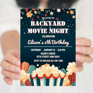 裏庭の映画鑑賞会 ポップコーン 誕生日パーティー 招待状