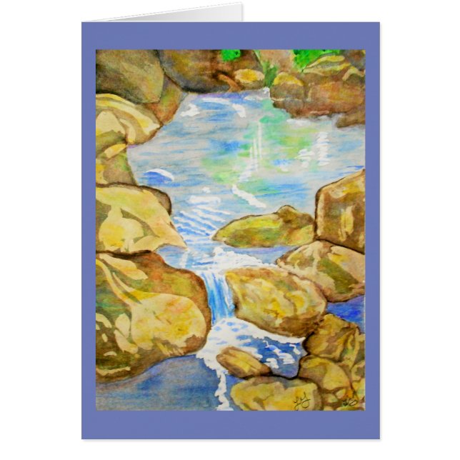 裏庭の流れの水彩画 (正面)