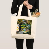 裏庭の滝の自然絵画ズ ラージトートバッグ (正面(商品))
