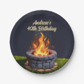 裏庭の火ピット焚き火クックアウト、誕生日BBQ ペーパープレート (正面)