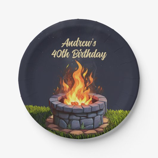 裏庭の火ピット焚き火クックアウト、誕生日BBQ ペーパープレート (正面)