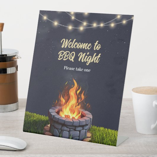裏庭の火ピット焚き火クックアウト、誕生日BBQ 台座サイン (インサイチュ)