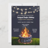 裏庭の火ピット焚き火クックアウト、誕生日BBQ 招待状 (正面)