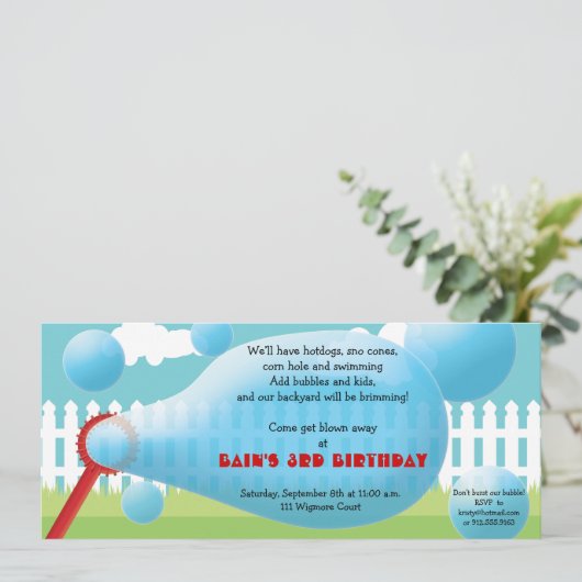 裏庭の破裂の泡子供の誕生会 招待状 (スタンド正面)