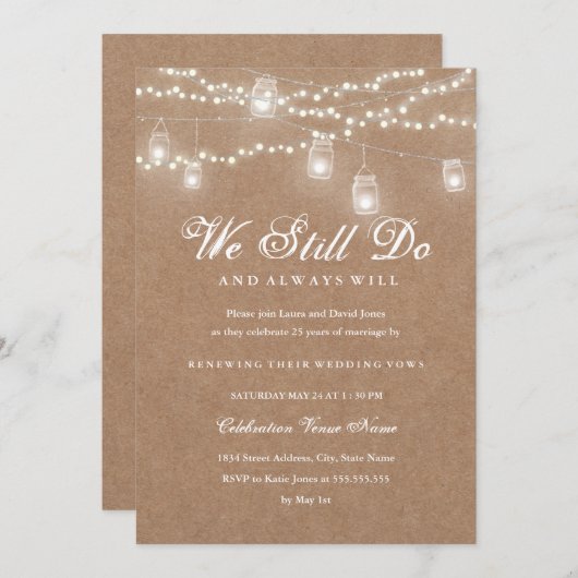 裏庭の素朴な誓いの更新・アニバーシー招待状 招待状 (正面/裏面)