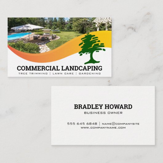 裏庭の芝生 |ツリーロゴ |造園 名刺 (正面/裏面)