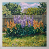 裏庭の花園 - 印象派スタイルの花の芸術 ポスター (正面)