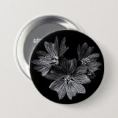 裏庭の花 – 白黒No 11ボタン 缶バッジ (正面&裏面)