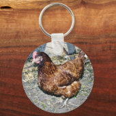 裏庭の茶色い鶏 キーホルダー (正面)