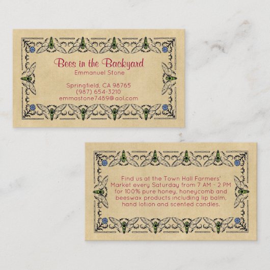 『裏庭の蜂飼いのセピア』 名刺 (正面/裏面)