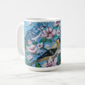 裏庭の鳥かわいい コーヒーマグカップ (正面左)