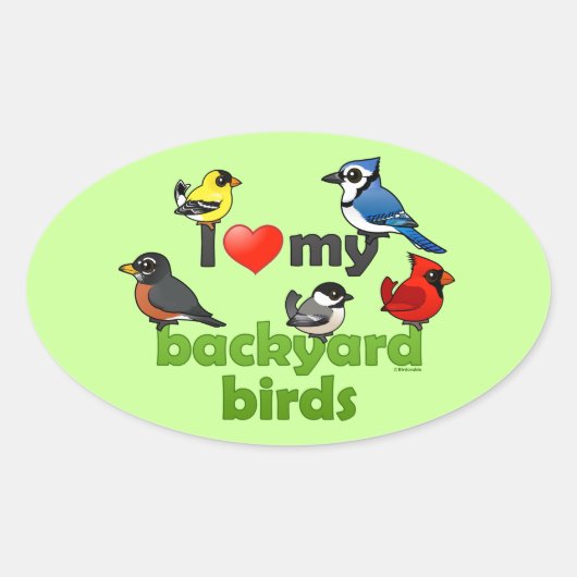 裏庭の鳥が大好き 楕円形シール (正面)