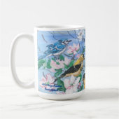 裏庭の鳥たち 手描きアート コーヒーマグカップ (左)