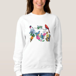 裏庭の鳥のロングTシャツ スウェットシャツ