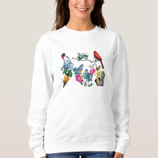 裏庭の鳥のロングTシャツ スウェットシャツ (正面)