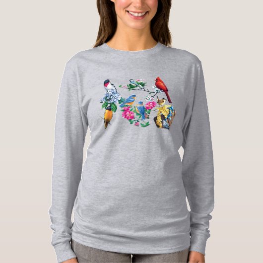裏庭の鳥のロングTシャツ Tシャツ (正面)