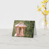 裏庭の鳥の送り装置のメッセージカード カード (黄色い花)